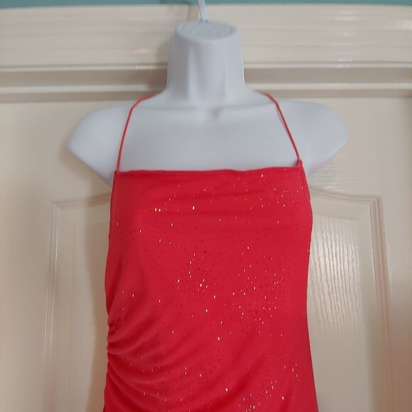 City Triangle Long Sparkly Whimsical Square Neck Dress Watermelon S Y2k 90s - Picture 3 of 10